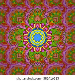 Background. Tiled mandala design, best for print fabric or papper and more. Boho style flower seamless pattern. Vector Mandala.