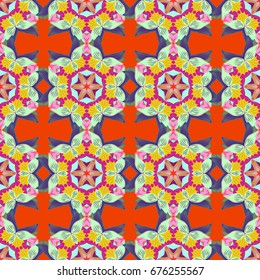 Background. Tiled mandala design, best for print fabric or papper and more. Boho style flower seamless pattern. Vector Mandala.