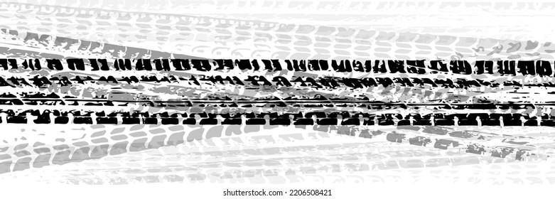 Background with tire wheel marks of cars. Vector illustration