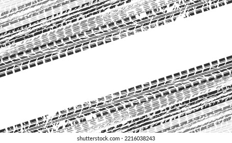Background with tire wheel marks of cars. Vector illustration