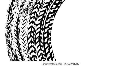 Background with tire wheel marks of cars. Vector illustration