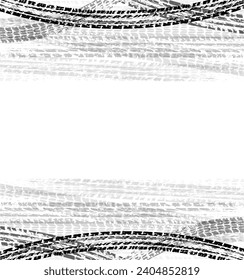 Background with tire wheel marks of cars. Vector illustration