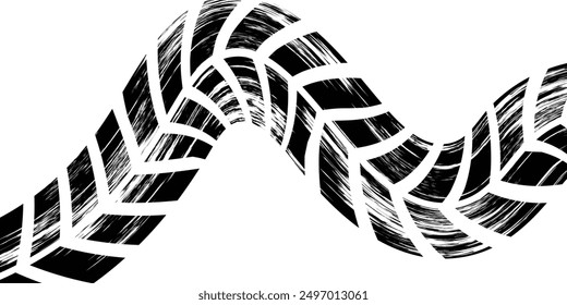 Background with tire wheel marks of cars. Vector illustration