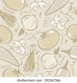 Background with  tomato, onions,  pepper.Ideal for printing onto fabric and paper or scrap booking.