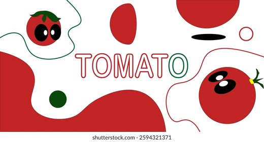 background tomato red white green cute
