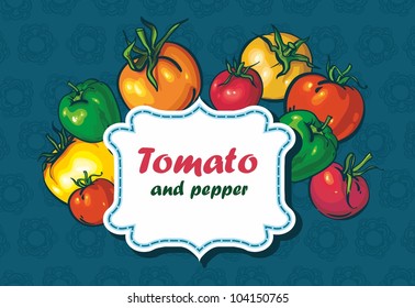 background with tomatoes and peppers. space for text