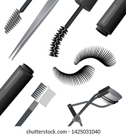 Background from tools for eyelash extension. Vector