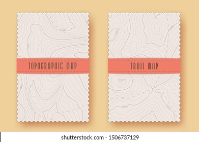 Background of topographic line contour map, Set of  Vintage banner with geographic grid map. Retro stock vector illustration
