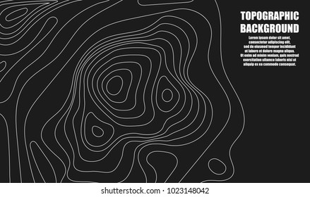 Background of the topographic map. Topographic map lines, contour background. Geographic grid, vector abstract.