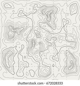 Background of the topographic map. Topographic map lines, contour background. Geographic grid, vector abstract.