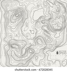 Background of the topographic map. Topographic map lines, contour background. Geographic grid, vector abstract.