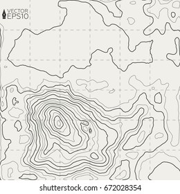 Background of the topographic map. Topographic map lines, contour background. Geographic grid, vector abstract.
