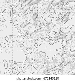 Background of the topographic map. Topographic map lines, contour background. Geographic grid, vector abstract.