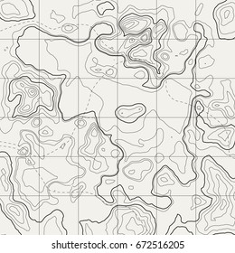 Background of the topographic map. Topographic map lines, contour background. Geographic grid, vector abstract.