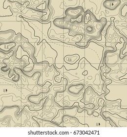 Background of the topographic map. Topographic map lines, contour background. Geographic grid, vector abstract.