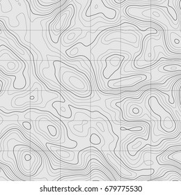 Background of the topographic map. Topographic map lines, contour background. Geographic grid, vector abstract.