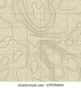 Background of the topographic map. Topographic map lines, contour background. Geographic grid, vector abstract.