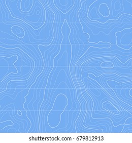 Background of the topographic map. Topographic map lines, contour background. Geographic grid, vector abstract.