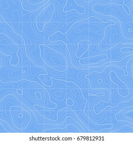 Background of the topographic map. Topographic map lines, contour background. Geographic grid, vector abstract.