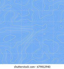 Background of the topographic map. Topographic map lines, contour background. Geographic grid, vector abstract.