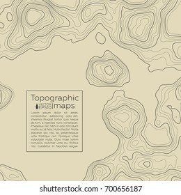Background of the topographic map. Topographic map lines, contour background. Geographic grid, vector abstract.