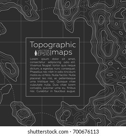 Background of the topographic map. Topographic map lines, contour background. Geographic grid, vector abstract.