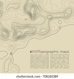 Background of the topographic map. Topographic map lines, contour background. Geographic grid, vector abstract.