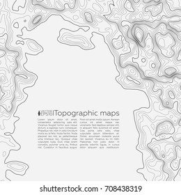 Background of the topographic map. Topographic map lines, contour background. Geographic grid, vector abstract.