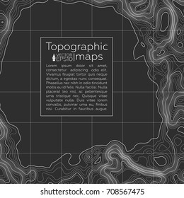 Background of the topographic map. Topographic map lines, contour background. Geographic grid, vector abstract.