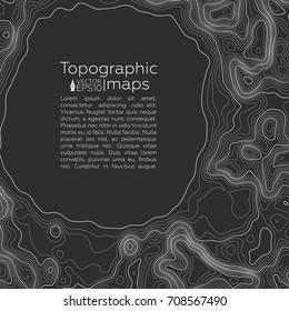 Background of the topographic map. Topographic map lines, contour background. Geographic grid, vector abstract.