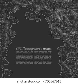 Background of the topographic map. Topographic map lines, contour background. Geographic grid, vector abstract.