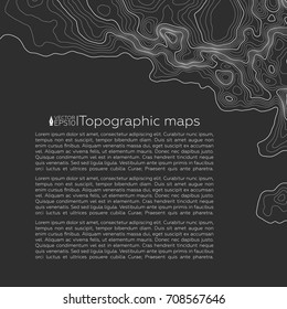 Background of the topographic map. Topographic map lines, contour background. Geographic grid, vector abstract.