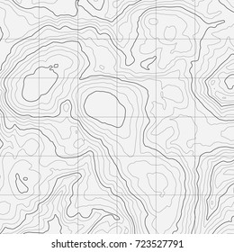 Background of the topographic map. Topographic map lines, contour background. Geographic grid, vector abstract.