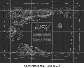 Background of the topographic map. Topographic map lines, contour background. Geographic grid, vector abstract.
