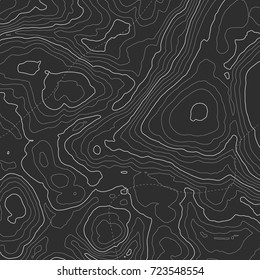 Background of the topographic map. Topographic map lines, contour background. Geographic grid, vector abstract.