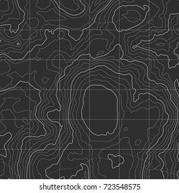 Background of the topographic map. Topographic map lines, contour background. Geographic grid, vector abstract.