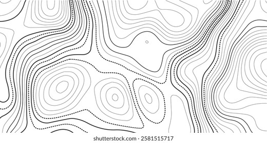 Background of the topographic map. Topo map with elevation. Geographic line mountain relief. Vector stock illustration
