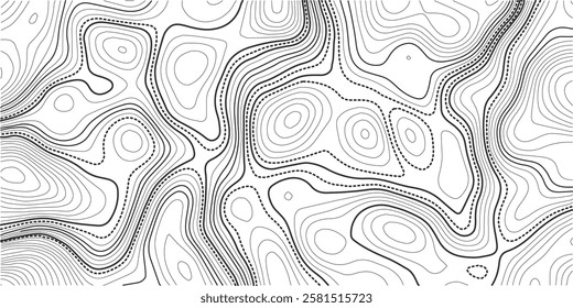 Background of the topographic map. Topo map with elevation. Geographic line mountain relief. Vector stock illustration
