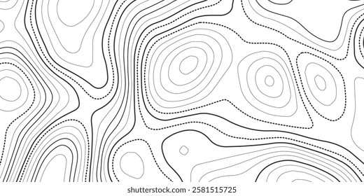 Background of the topographic map. Topo map with elevation. Geographic line mountain relief. Vector stock illustration
