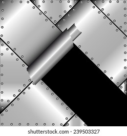 Background with torn metal riveted