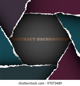Background of torn paper  in form hexagon.Vector eps10