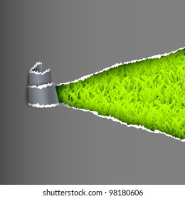 Background of torn paper with green grass Vector eps 10
