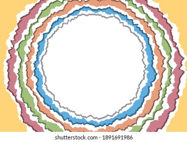 Background of torn and perforated colored paper