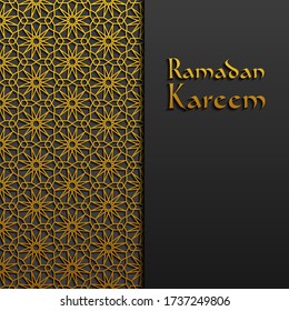 Background with traditional ornament. Ramadan Kareem greeting card. Vector illustration.