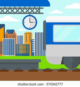Background of train leaving the station.