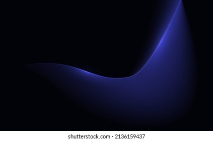 The background of the transition of curved lines. Vector illustration of a colorful wave of blue on dark. A sketch for creativity.