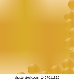 background transitions from a darker to a lighter shade of gold. Several overlapping golden circles are arranged vertically on the right side of the image, creating a sense of depth and dimension.