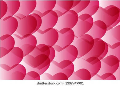 Background of translucent crimson hearts. Textured background. Vector illustration EPS 10.