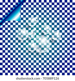 Background with transparent bubbles. Curled page on background with squares