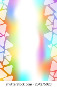 Background with transparent triangle border on rainbow pastel area